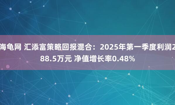 海龟网 汇添富策略回报混合：2025年第一季度利润288.5万元 净值增长率0.48%