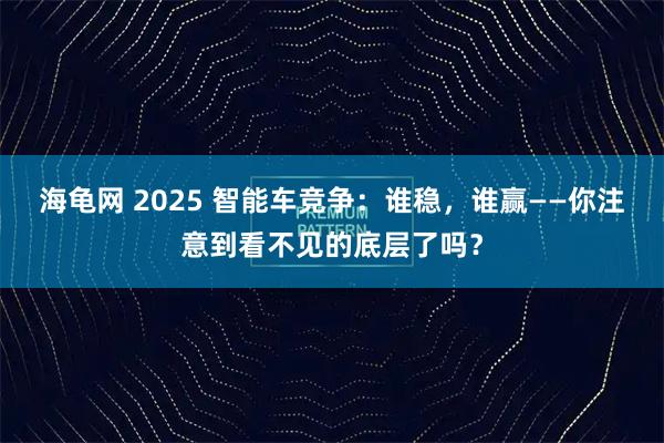 海龟网 2025 智能车竞争:谁稳,谁赢——你注意到看不见的底层了吗?
